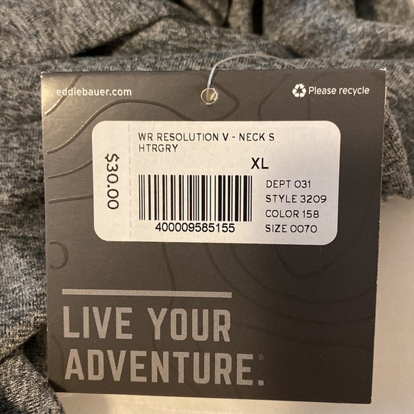 Eddie Bauer gray V-neck athletic shirt NWT - Picture 13 of 14